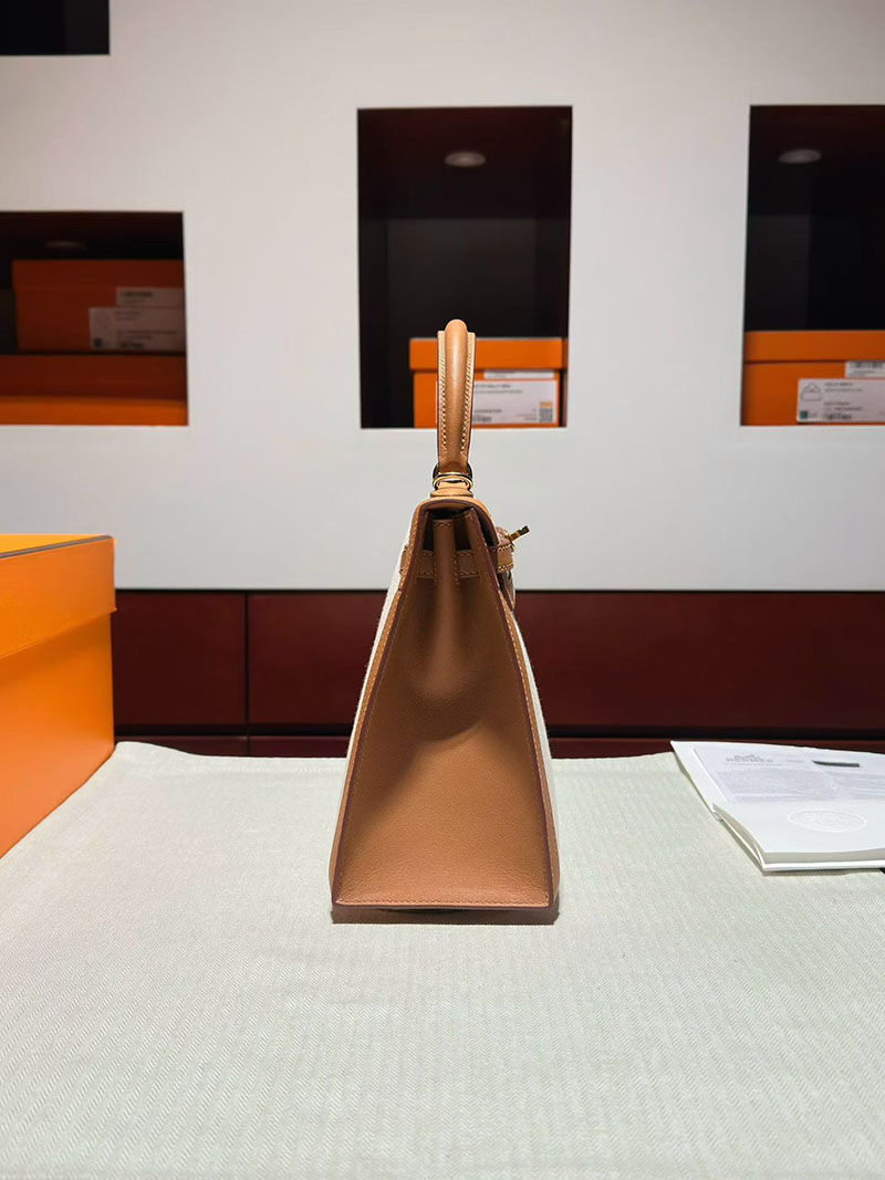エルメス ケリー 25の通販 HERMES ケリー25 外縫い ゴールド スイフト/トワルアッシュ ゴールド金具 2633059 ケリー25 人気色 - 画像 (3)