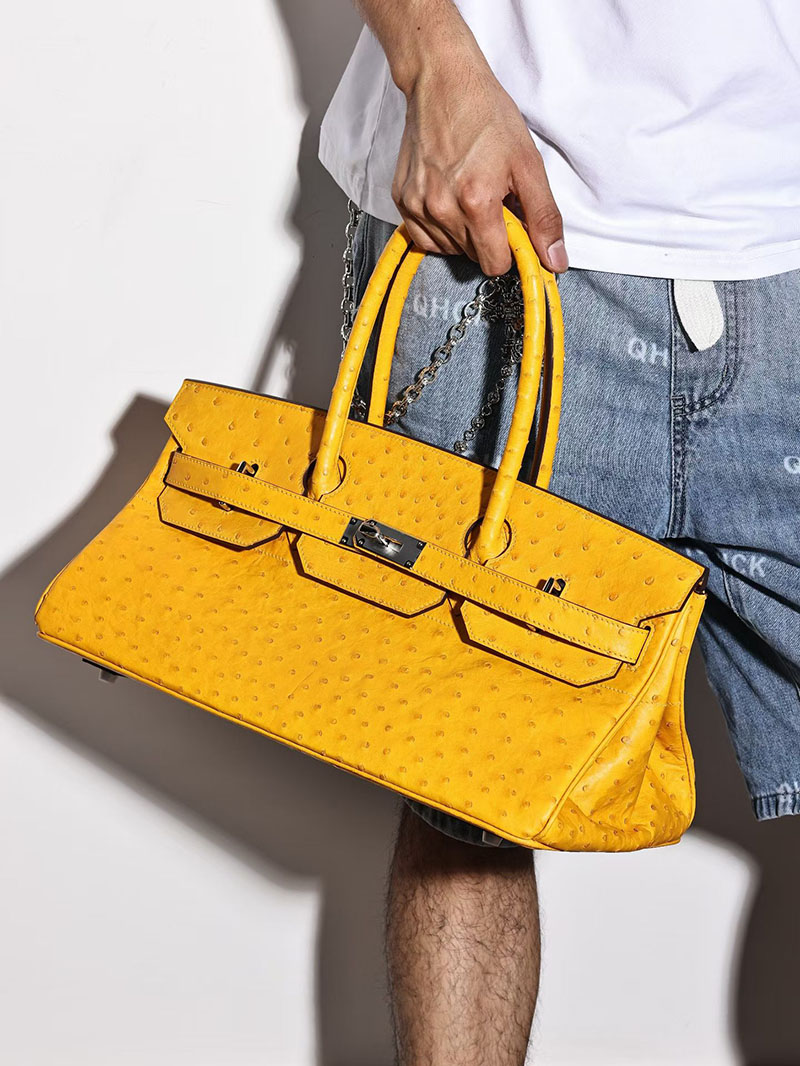 エルメス ショルダーバーキン42の通販 HERMES ショルダーバーキン42 ジョーヌアンブル オーストリッチ シルバー金具 H044163CK9D バーキン 男性 芸能人 - 画像 (9)