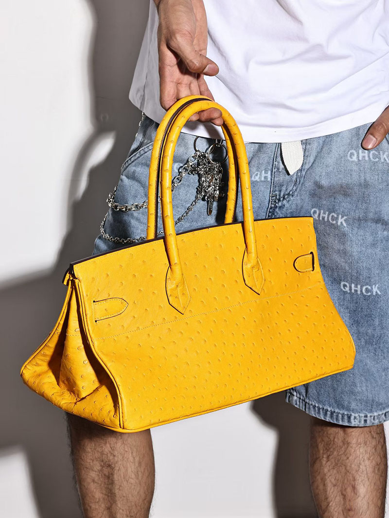 エルメス ショルダーバーキン42の通販 HERMES ショルダーバーキン42 ジョーヌアンブル オーストリッチ シルバー金具 H044163CK9D バーキン 男性 芸能人 - 画像 (8)