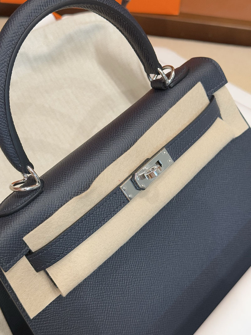 エルメス ケリー 25の通販 HERMES ケリー25 外縫い ブルーニュイ ヴォーエプソン シルバー金具 H041000CK2Z ケリー25 外縫い - 画像 (8)