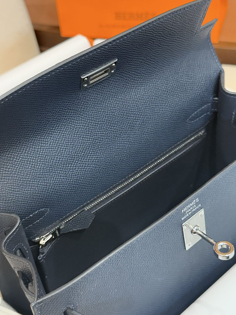 エルメス ケリー 25の通販 HERMES ケリー25 外縫い ブルーニュイ ヴォーエプソン シルバー金具 H041000CK2Z ケリー25 外縫い - 画像 (6)