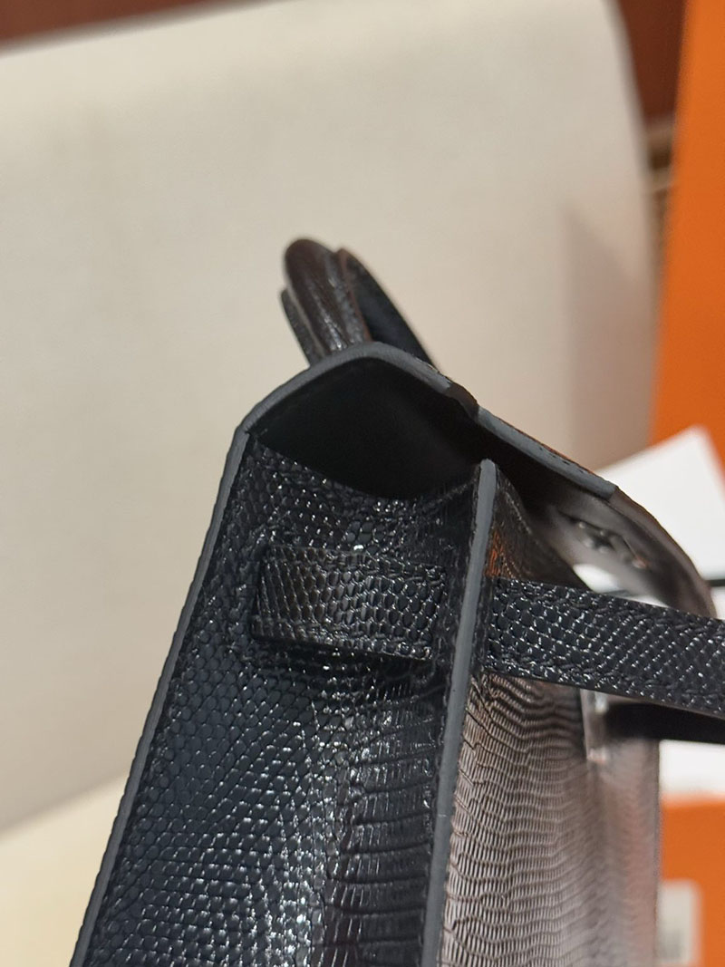 エルメス ケリーミニの通販 HERMES ケリーミニ2 外縫い 黒 ブラック リザード シルバー金具 H071333CK89 エルメス ケリーミニ - 画像 (4)