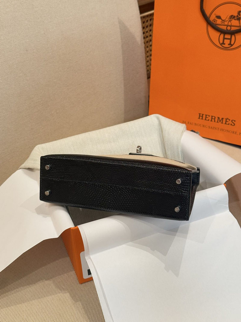 エルメス ケリーミニの通販 HERMES ケリーミニ2 外縫い 黒 ブラック リザード シルバー金具 H071333CK89 エルメス ケリーミニ - 画像 (2)