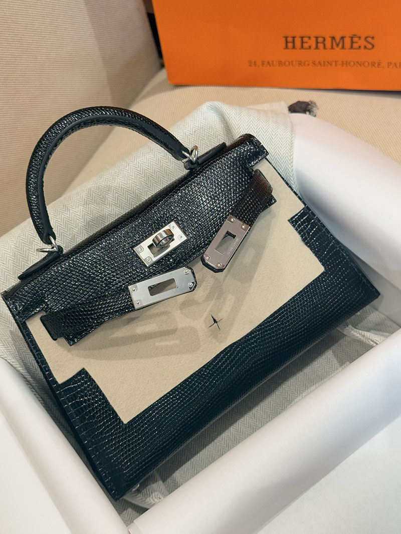 エルメス ケリーミニの通販 HERMES ケリーミニ2 外縫い 黒 ブラック リザード シルバー金具 H071333CK89 エルメス ケリーミニ - 画像 (12)