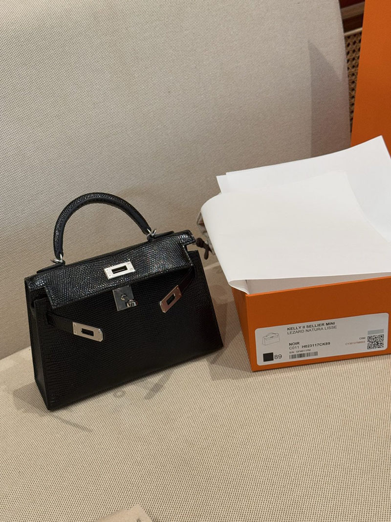 エルメス ケリーミニの通販 HERMES ケリーミニ2 外縫い 黒 ブラック リザード シルバー金具 H071333CK89 エルメス ケリーミニ - 画像 (5)