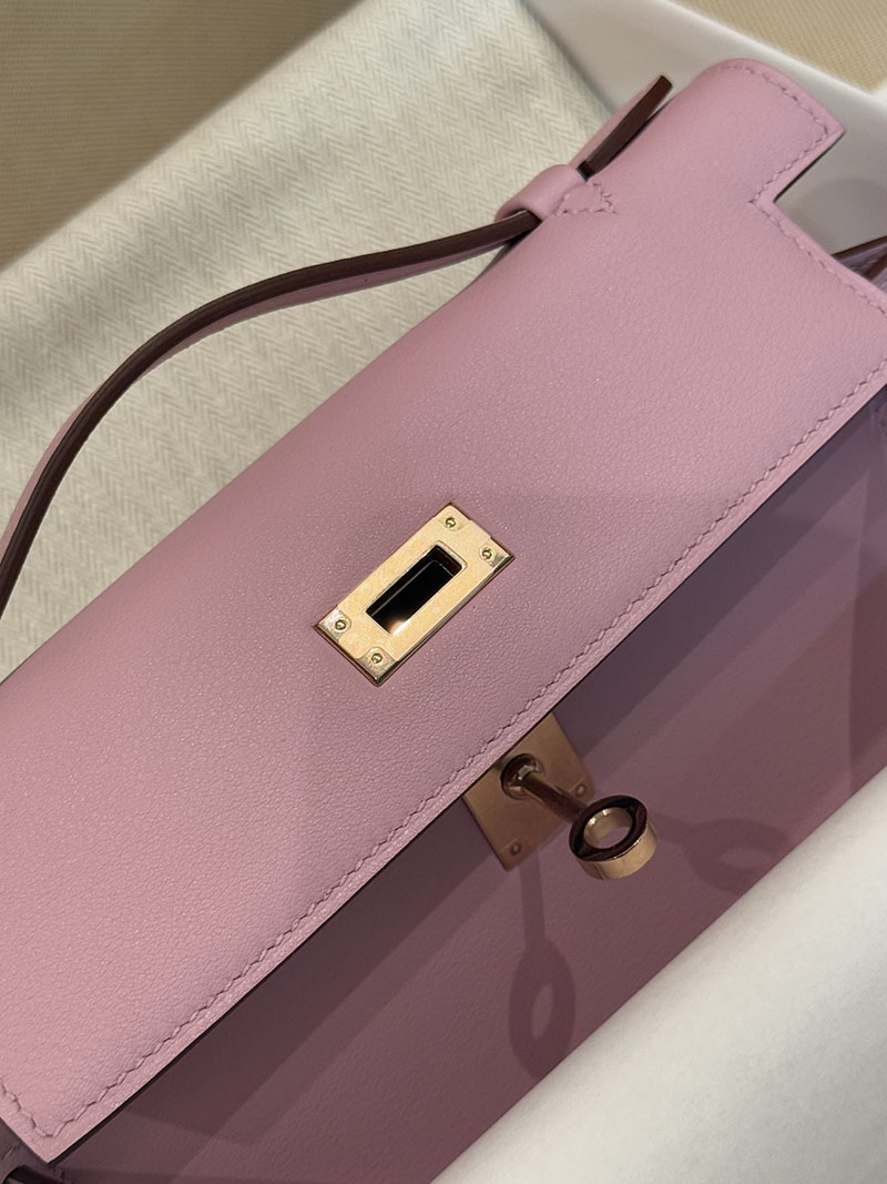 エルメス ポシェットケリーの通販 HERMES ポシェットケリー モーヴペール スイフト シルバー金具 H084047CC09 エルメス ケリー ピンク - 画像 (5)