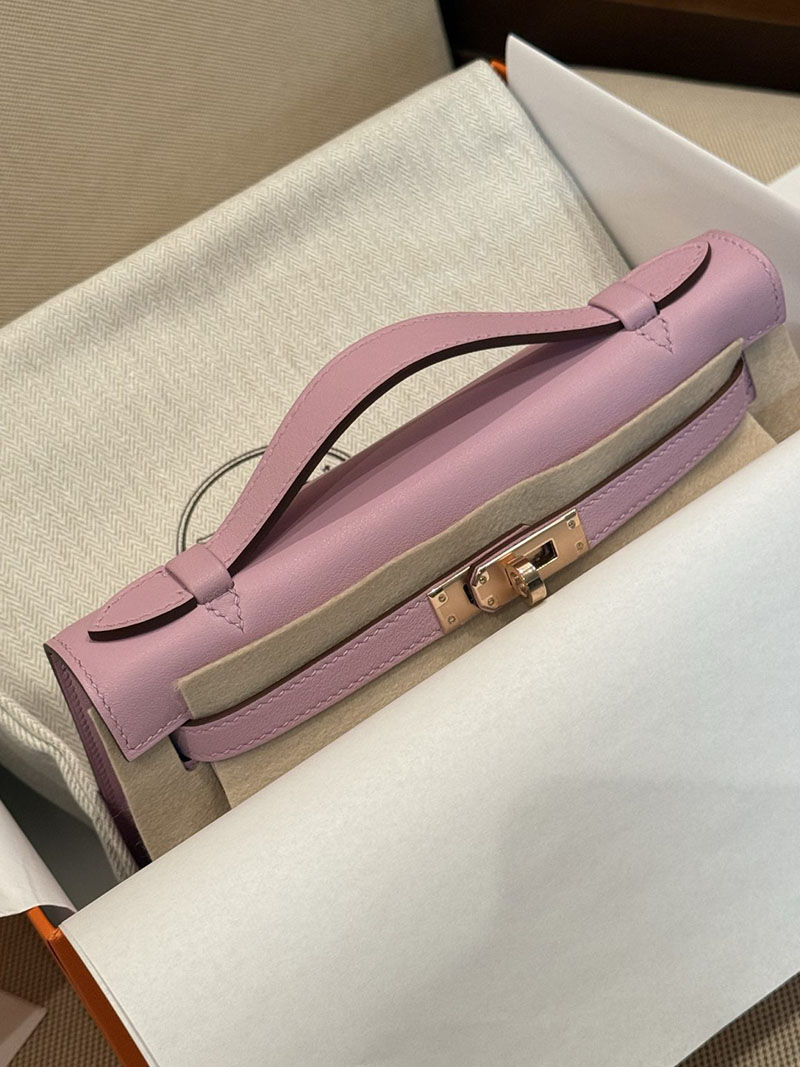 エルメス ポシェットケリーの通販 HERMES ポシェットケリー モーヴペール スイフト シルバー金具 H084047CC09 エルメス ケリー ピンク - 画像 (4)