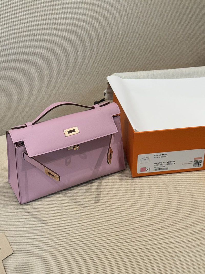 エルメス ポシェットケリーの通販 HERMES ポシェットケリー モーヴペール スイフト シルバー金具 H084047CC09 エルメス ケリー ピンク - 画像 (10)