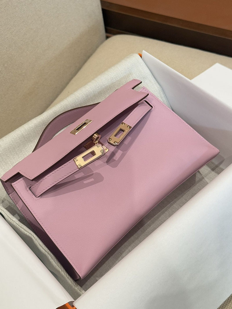 エルメス ポシェットケリーの通販 HERMES ポシェットケリー モーヴペール スイフト シルバー金具 H084047CC09 エルメス ケリー ピンク - 画像 (8)