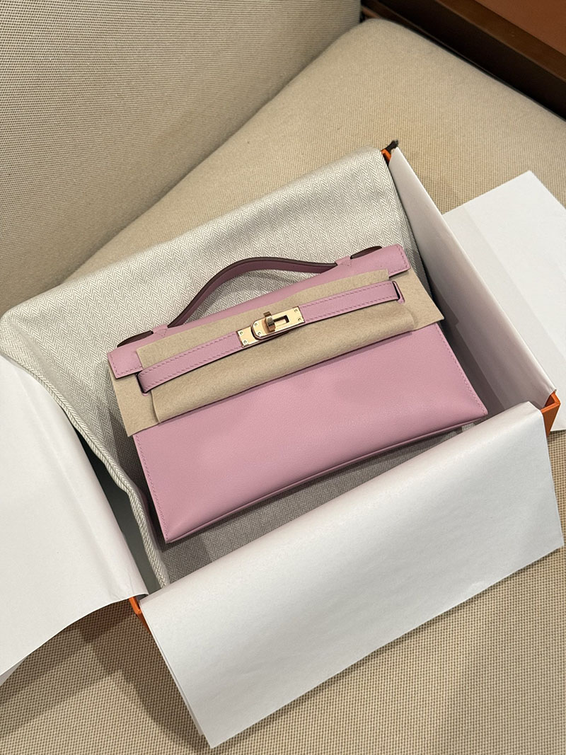 エルメス ポシェットケリーの通販 HERMES ポシェットケリー モーヴペール スイフト シルバー金具 H084047CC09 エルメス ケリー ピンク - 画像 (7)