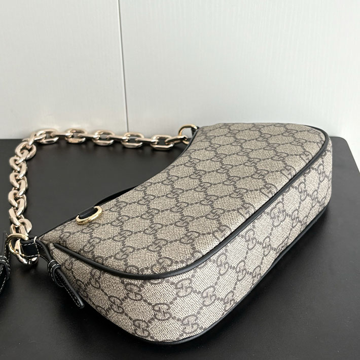 グッチ直営アウトレット店 GUCCI GGエンブレム スモール ショルダーバッグ ベージュ ブラック 847447 FAD6L 9741 グッチ ミニ ショルダー アウトレット - 画像 (4)