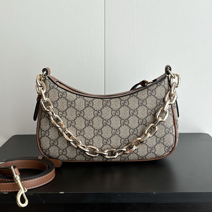 グッチ直営アウトレット店 GUCCI GGエンブレム スモール ショルダーバッグ ベージュ&ダークブラウン 847447 FAD6L 9758 グッチ ミニバッグ レディース - 画像 (6)