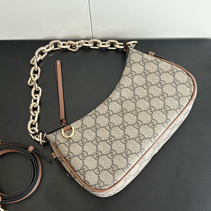 グッチ直営アウトレット店 GUCCI GGエンブレム スモール ショルダーバッグ ベージュ&ダークブラウン 847447 FAD6L 9758 グッチ ミニバッグ レディース - 画像 (5)