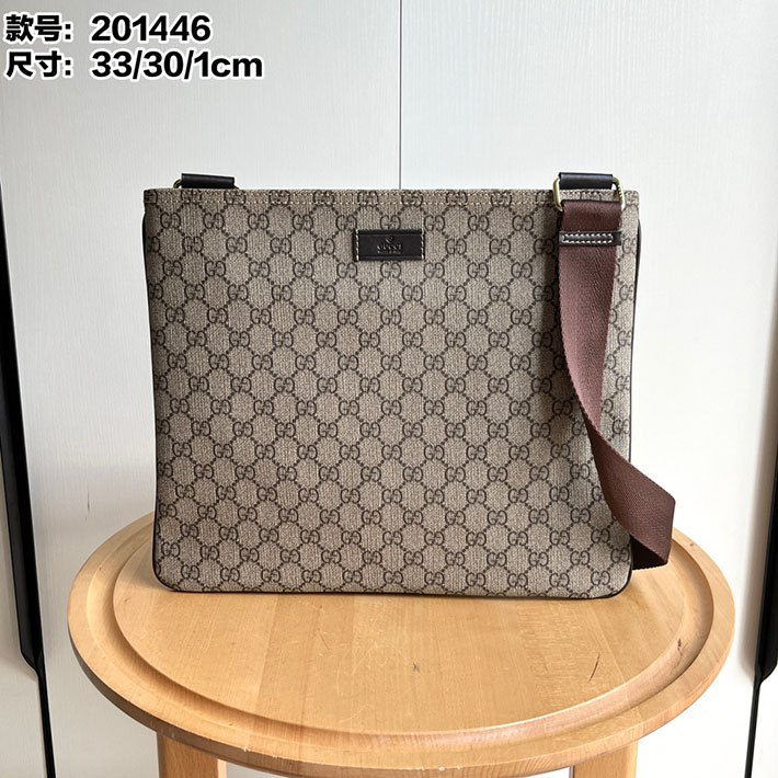 グッチ直営アウトレット店 GUCCI GGインプリメ クロスボディ ショルダーバッグ 斜め掛け マチなし PVC ベージュ&ブラウン 2632158 グッチ ビジネスバッグ アウトレット - 画像 (2)