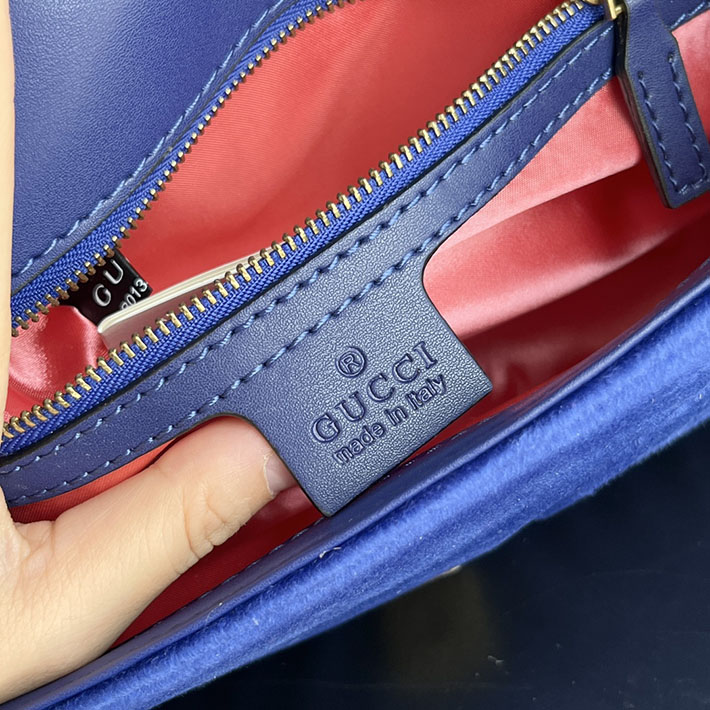 グッチ直営アウトレット店 GUCCI GGマーモント キルティングミニバッグ チェーンショルダーバッグ ベルベット ネイビー 2632166 グッチ ショルダーバッグ 斜めがけ アウトレット - 画像 (7)