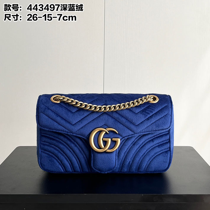 グッチ直営アウトレット店 GUCCI GGマーモント キルティングミニバッグ チェーンショルダーバッグ ベルベット ネイビー 2632166 グッチ ショルダーバッグ 斜めがけ アウトレット - 画像 (5)