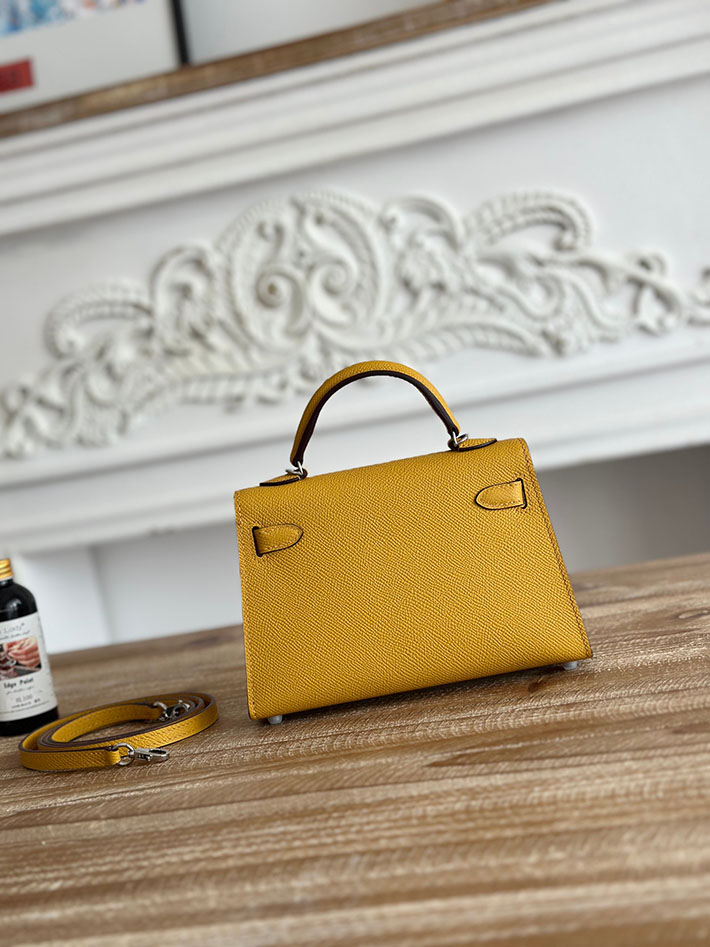 エルメス ミニケリーの定価 HERMES ケリーミニ2 ジョーヌアンブル ヴォーエプソン シルバー金具 H073663CK9D エルメスバッグ 種類 - 画像 (8)