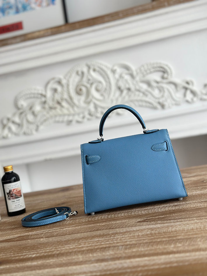 エルメス ミニケリーの定価 HERMES ケリーミニ2 シエル ヴォーエプソン シルバー金具 H073663CK7G エルメス ショルダーバッグ ミニ - 画像 (8)