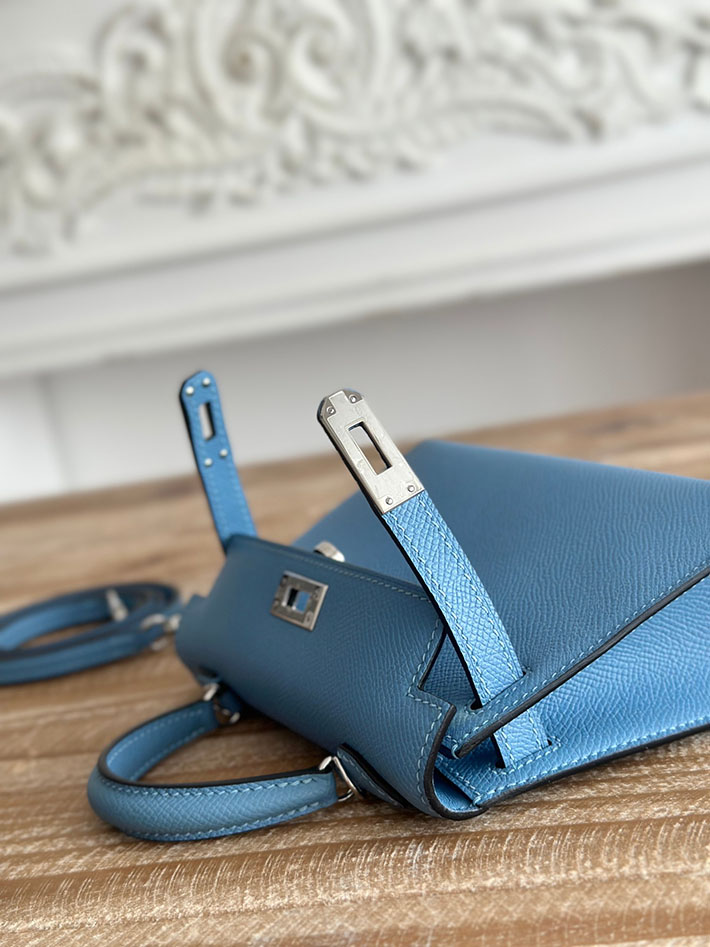 エルメス ミニケリーの定価 HERMES ケリーミニ2 シエル ヴォーエプソン シルバー金具 H073663CK7G エルメス ショルダーバッグ ミニ - 画像 (5)