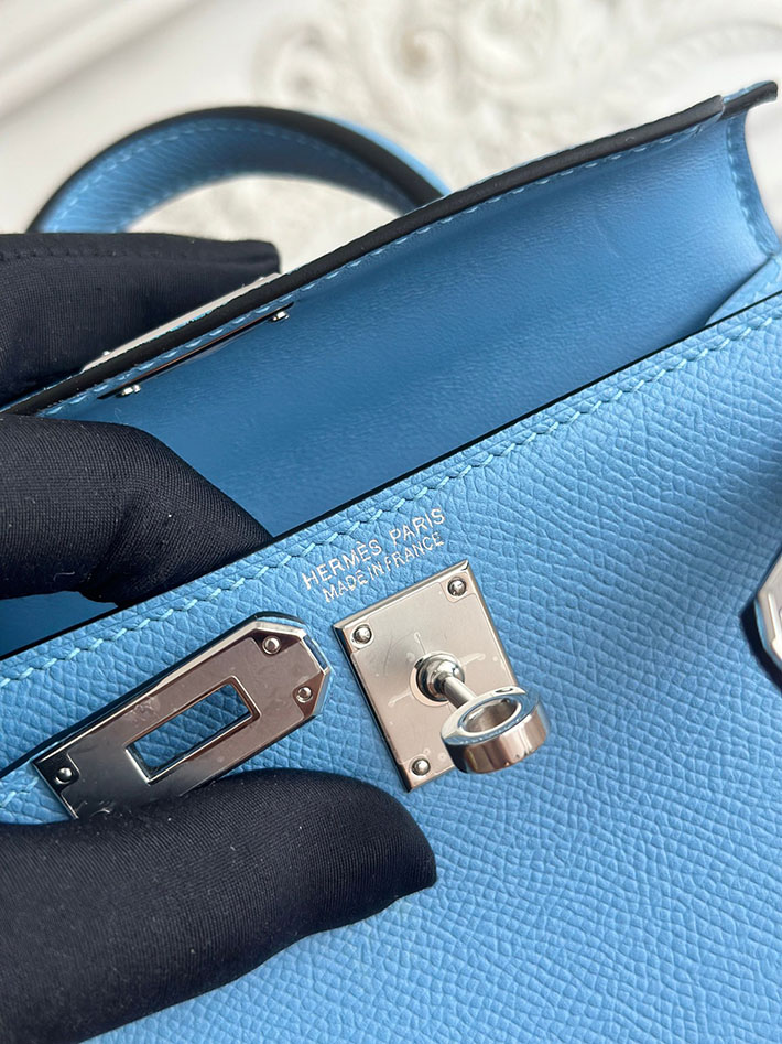 エルメス ミニケリーの定価 HERMES ケリーミニ2 シエル ヴォーエプソン シルバー金具 H073663CK7G エルメス ショルダーバッグ ミニ - 画像 (3)