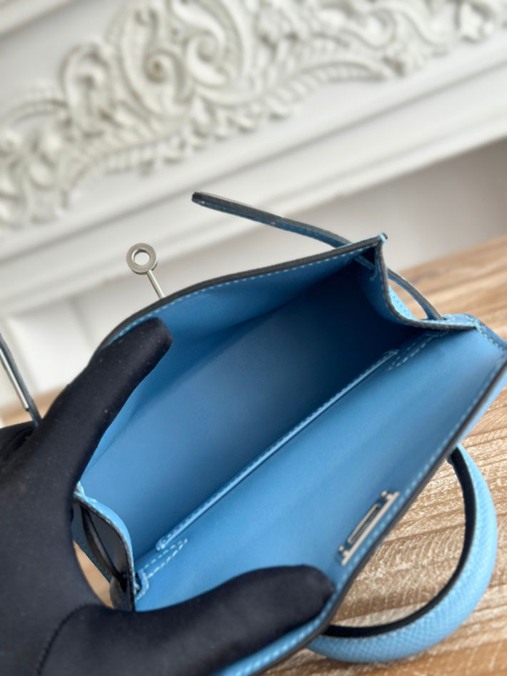 エルメス ミニケリーの定価 HERMES ケリーミニ2 シエル ヴォーエプソン シルバー金具 H073663CK7G エルメス ショルダーバッグ ミニ - 画像 (2)