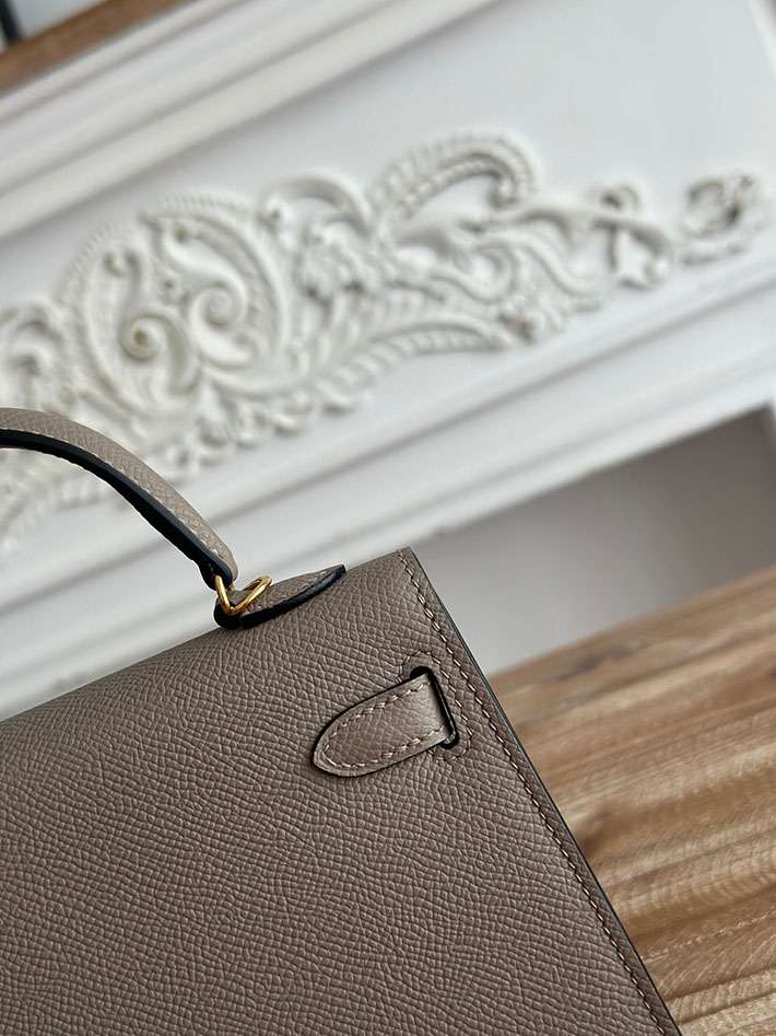 エルメス ミニケリーの定価 HERMES ケリーミニ2 グリアスファルト ヴォーエプソン ゴールド金具 H073663CCM8 エルメス 斜 めがけ 新作 - 画像 (6)