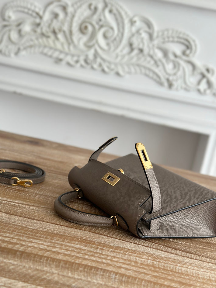 エルメス ミニケリーの定価 HERMES ケリーミニ2 グリアスファルト ヴォーエプソン ゴールド金具 H073663CCM8 エルメス 斜 めがけ 新作 - 画像 (5)