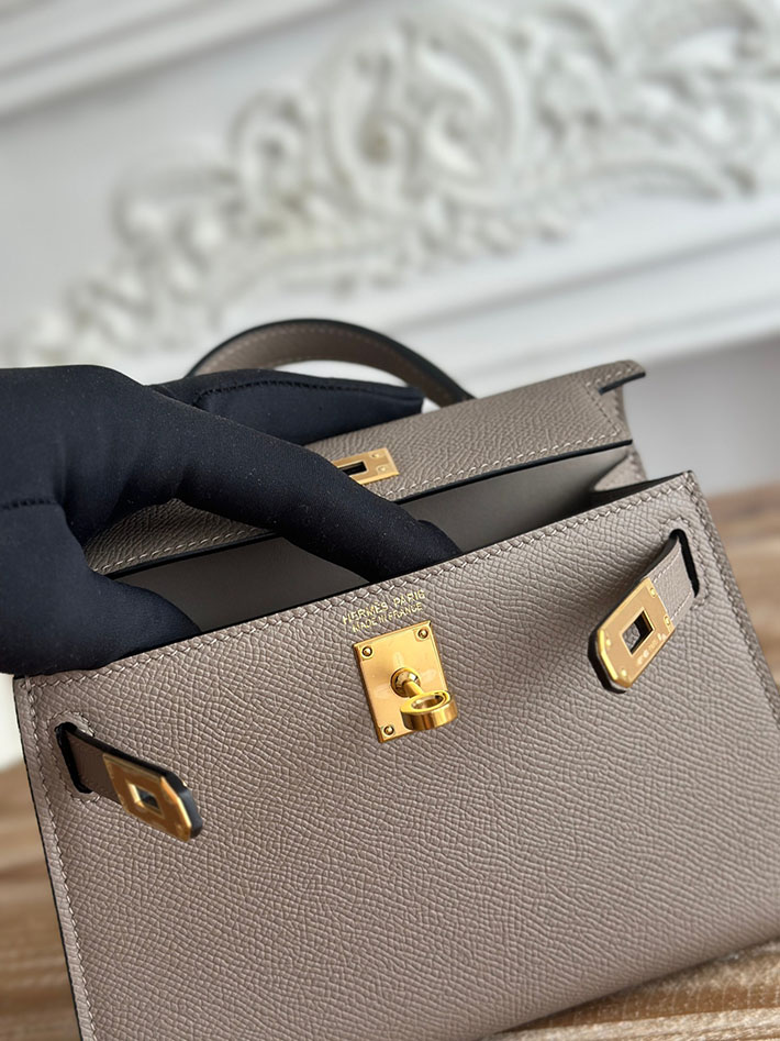 エルメス ミニケリーの定価 HERMES ケリーミニ2 グリアスファルト ヴォーエプソン ゴールド金具 H073663CCM8 エルメス 斜 めがけ 新作 - 画像 (3)