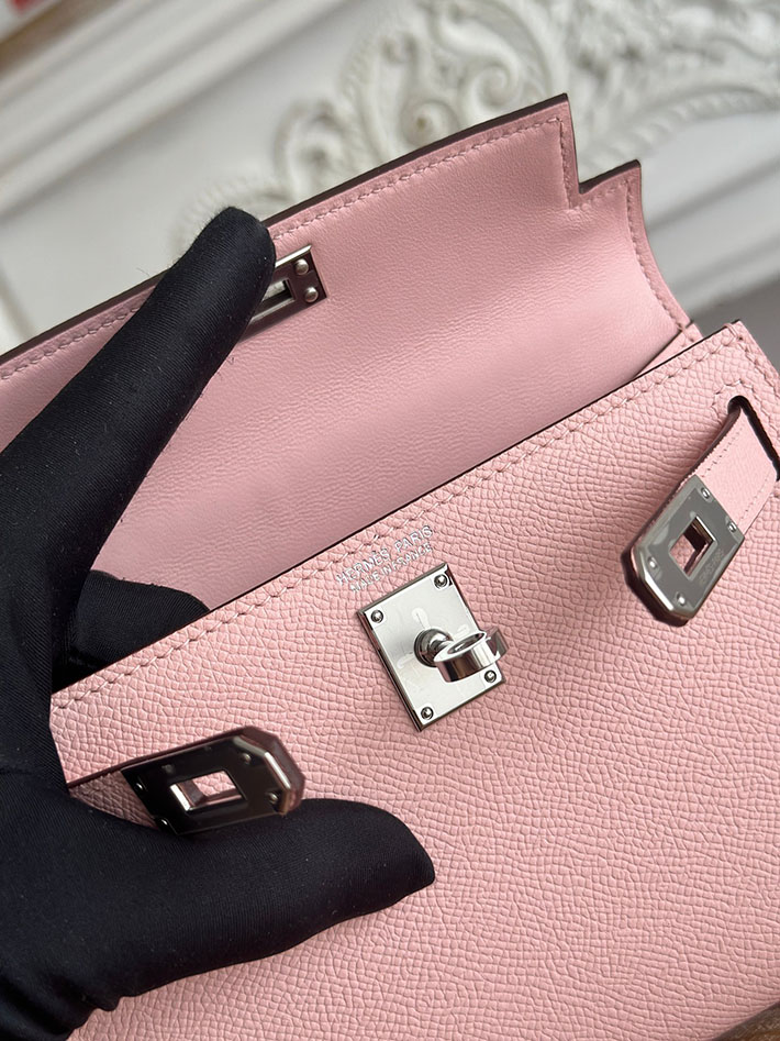エルメス ミニケリーの定価 HERMES ケリーミニ2 ローズサクラ ヴォーエプソン シルバー金具 H073663CK3Q エルメス ミニバッグ レディース - 画像 (3)