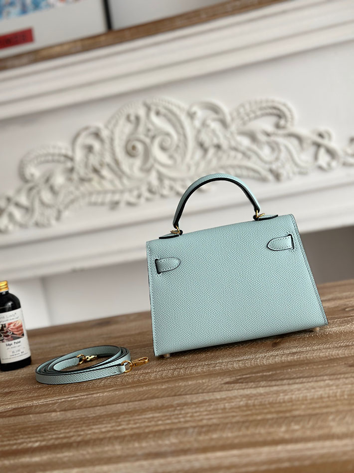 エルメス ミニケリーの定価 HERMES ケリーミニ2 ブルーゼフィール ヴォーエプソン ゴールド金具 H073663CCU2 エルメス ミニ ポシェット - 画像 (8)