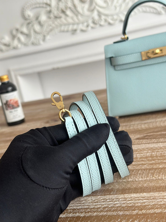 エルメス ミニケリーの定価 HERMES ケリーミニ2 ブルーゼフィール ヴォーエプソン ゴールド金具 H073663CCU2 エルメス ミニ ポシェット - 画像 (6)