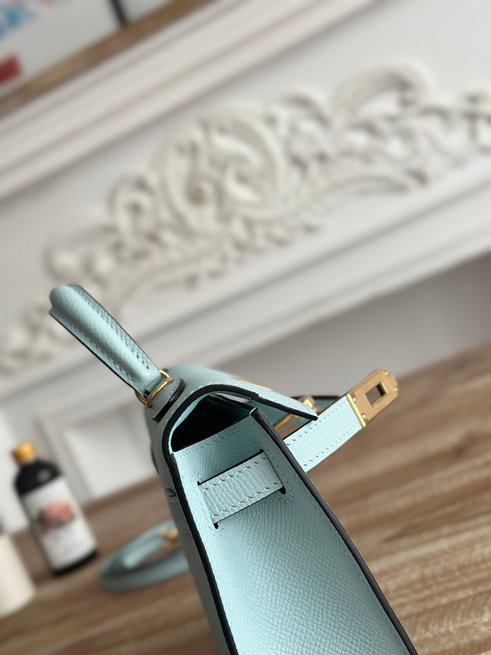 エルメス ミニケリーの定価 HERMES ケリーミニ2 ブルーゼフィール ヴォーエプソン ゴールド金具 H073663CCU2 エルメス ミニ ポシェット - 画像 (5)