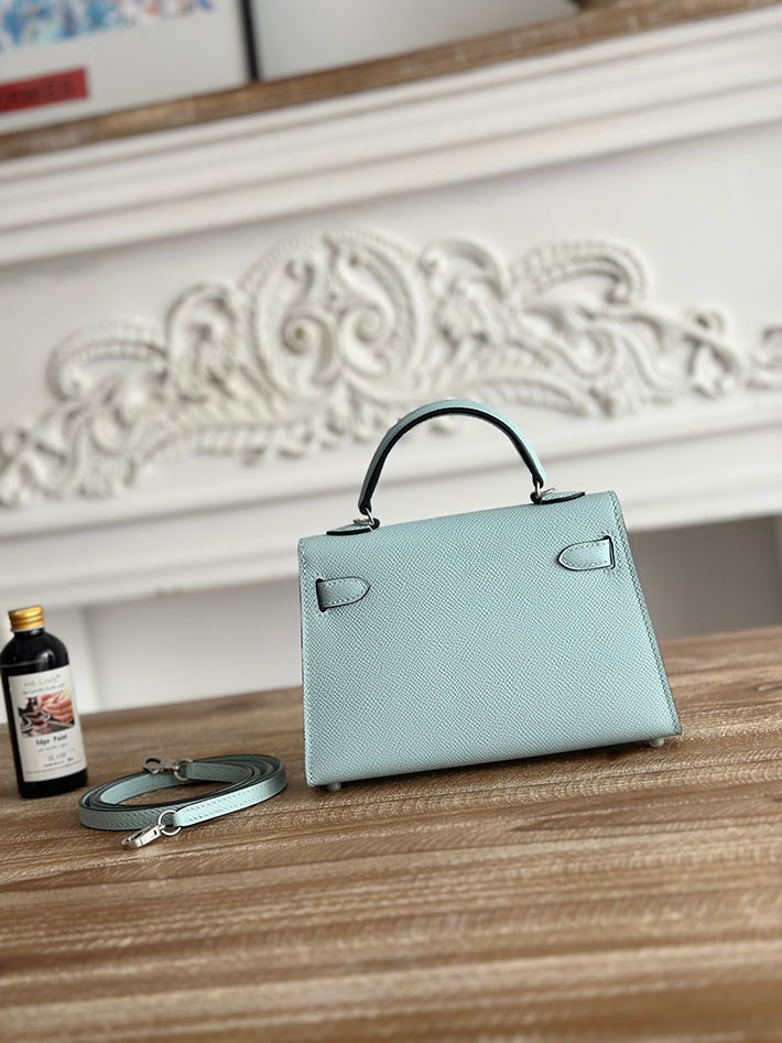 エルメス ミニケリーの定価 HERMES ケリーミニ2 ブルーゼフィール ヴォーエプソン シルバー金具 H073663CKU2 エルメス ミニ ショルダー - 画像 (8)