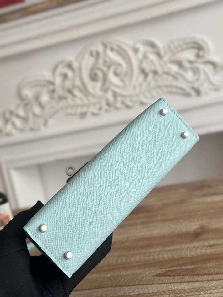 エルメス ミニケリーの定価 HERMES ケリーミニ2 ブルーゼフィール ヴォーエプソン シルバー金具 H073663CKU2 エルメス ミニ ショルダー - 画像 (7)