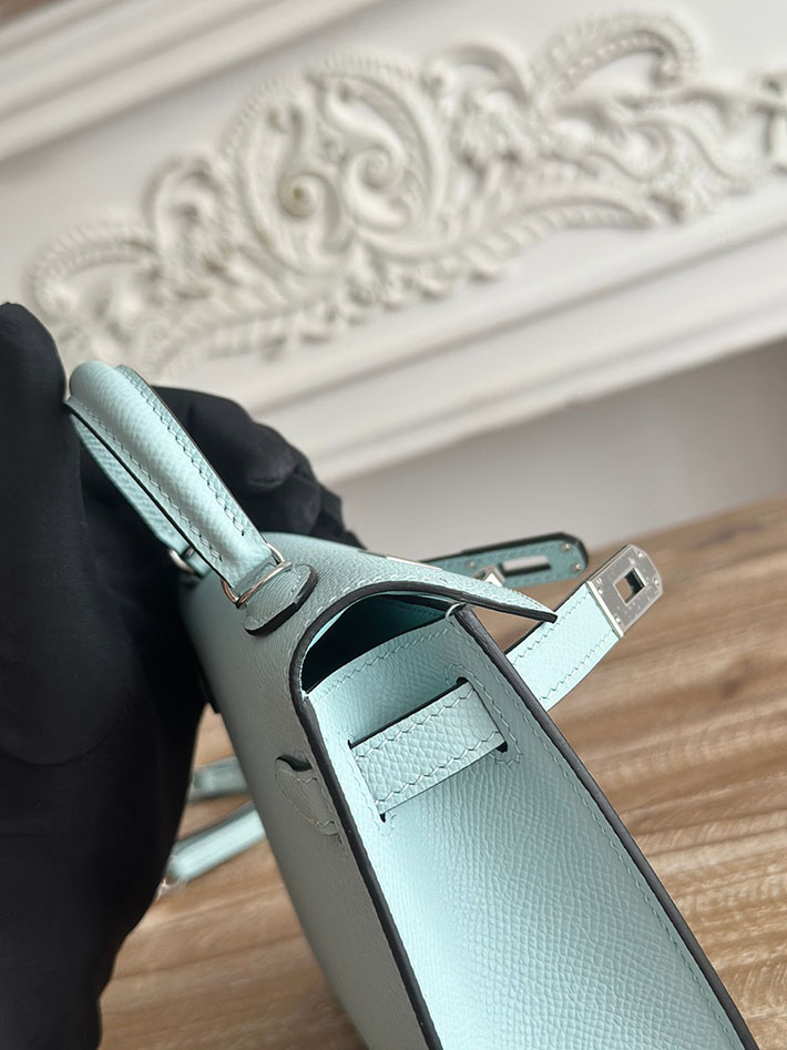 エルメス ミニケリーの定価 HERMES ケリーミニ2 ブルーゼフィール ヴォーエプソン シルバー金具 H073663CKU2 エルメス ミニ ショルダー - 画像 (6)