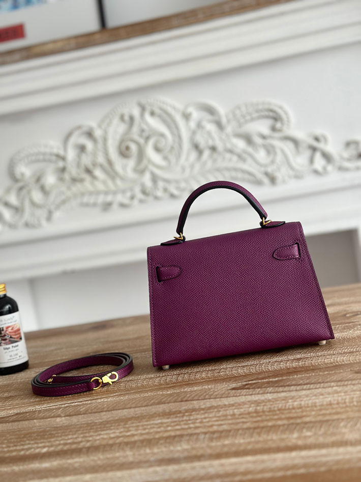 エルメス ミニケリーの定価 HERMES ケリーミニ2 アネモネ ヴォーエプソン ゴールド金具 H073663CCP9 エルメス ミニケリー 新品 - 画像 (8)