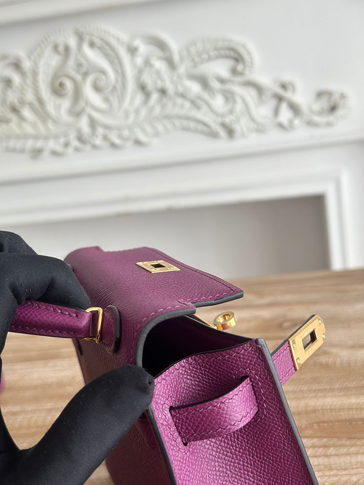エルメス ミニケリーの定価 HERMES ケリーミニ2 アネモネ ヴォーエプソン ゴールド金具 H073663CCP9 エルメス ミニケリー 新品 - 画像 (4)