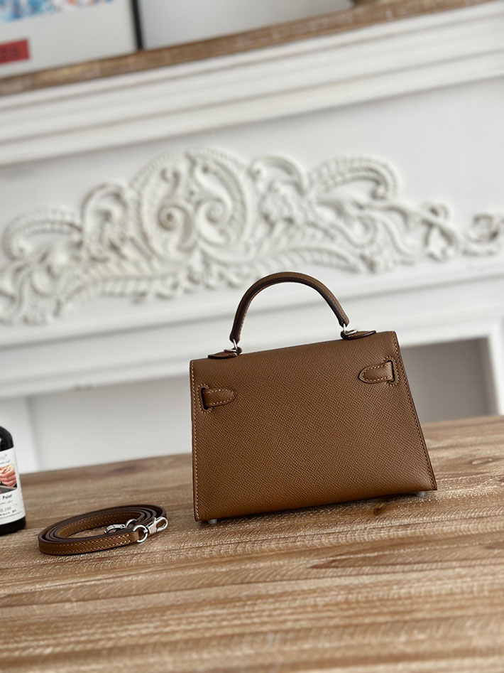 エルメス ミニケリーの定価 HERMES ケリーミニ2 ベージュドゥワイマール ヴォーエプソン シルバー金具 H073663CKD0 エルメス ミニケリー2 - 画像 (8)