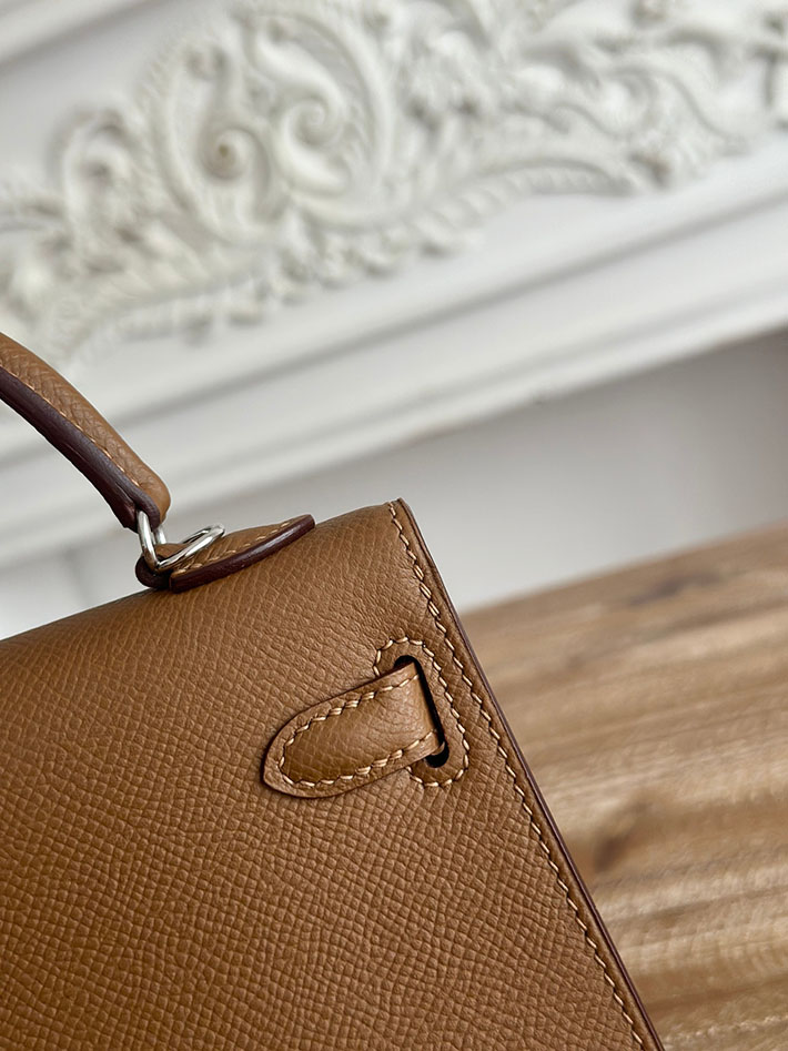 エルメス ミニケリーの定価 HERMES ケリーミニ2 ベージュドゥワイマール ヴォーエプソン シルバー金具 H073663CKD0 エルメス ミニケリー2 - 画像 (5)