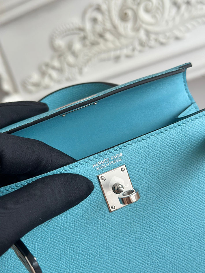 エルメス ミニバッグの定価 HERMES ケリーミニ2 ブルードノール ヴォーエプソン シルバー金具 H073663CKP3 エルメスミニバッグレディース - 画像 (4)