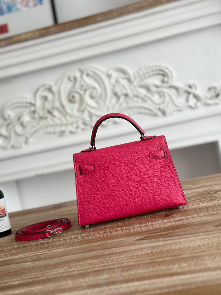 エルメス ミニバッグの定価 HERMES ケリーミニ2 ローズエクストレーム ヴォーエプソン シルバー金具 H073663CKI6 エルメス ショルダーバッグ ミニ - 画像 (8)