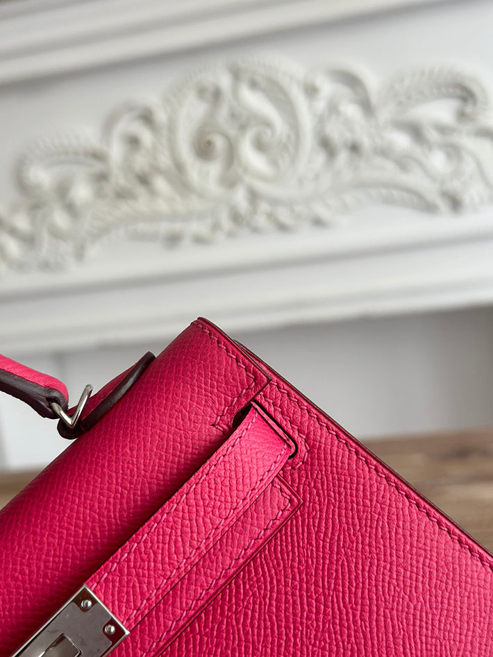 エルメス ミニバッグの定価 HERMES ケリーミニ2 ローズエクストレーム ヴォーエプソン シルバー金具 H073663CKI6 エルメス ショルダーバッグ ミニ - 画像 (6)