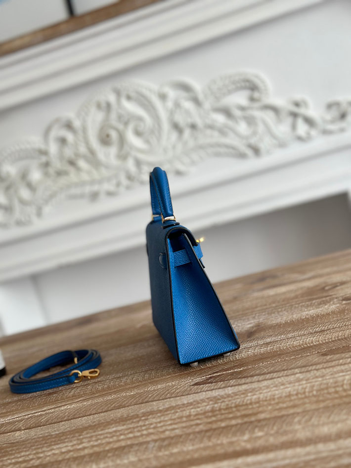 エルメス ミニバッグの定価 HERMES ケリーミニ2 ブルーイドラ ヴォーエプソン ゴールド金具 H073663CCT7 エルメス ショルダーバッグ 種類 - 画像 (9)