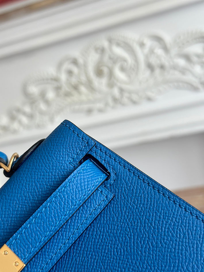エルメス ミニバッグの定価 HERMES ケリーミニ2 ブルーイドラ ヴォーエプソン ゴールド金具 H073663CCT7 エルメス ショルダーバッグ 種類 - 画像 (6)