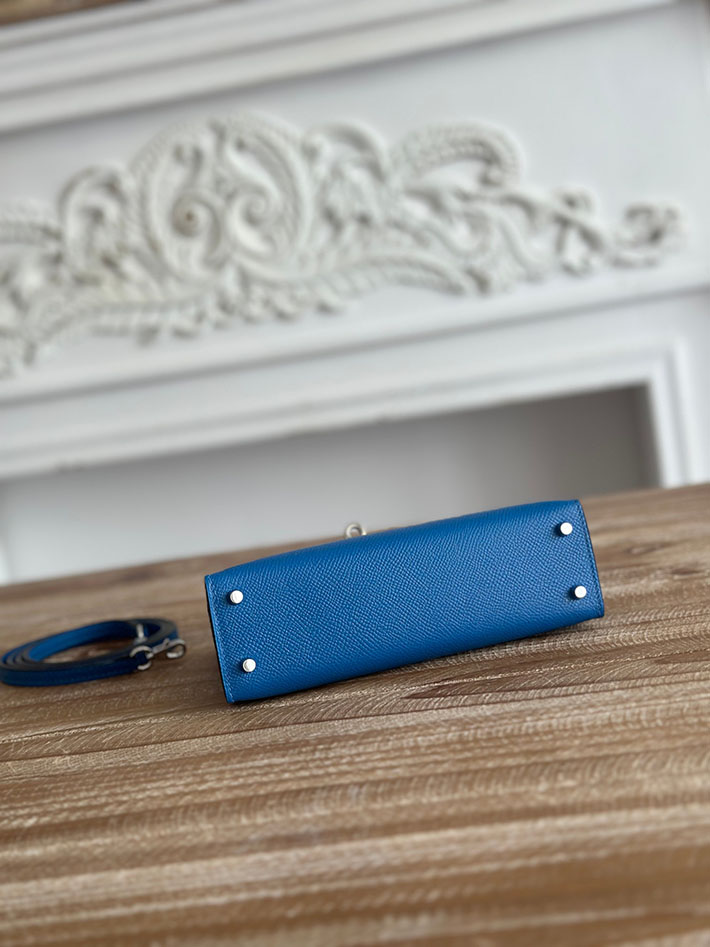 エルメス ミニバッグの定価 HERMES ケリーミニ2 ブルーイドラ ヴォーエプソン シルバー金具 H073663CKT7 エルメス ミニ ショルダー - 画像 (7)