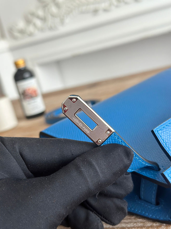 エルメス ミニバッグの定価 HERMES ケリーミニ2 ブルーイドラ ヴォーエプソン シルバー金具 H073663CKT7 エルメス ミニ ショルダー - 画像 (3)
