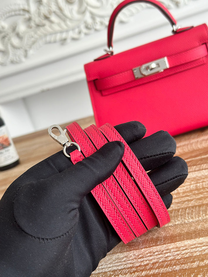 エルメス ミニバッグの定価 HERMES ケリーミニ2 フューシャピンク ヴォーエプソン シルバー金具 H073663CK5J エルメス風 ショルダーバッグ - 画像 (6)