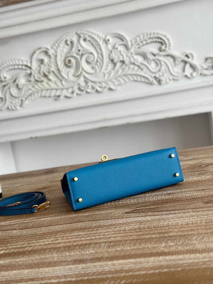 エルメス ミニバッグの定価 HERMES ケリーミニ2 ブルーザンジバル ヴォーエプソン ゴールド金具 H073663CCB3 エルメス ミニケリー2 - 画像 (7)