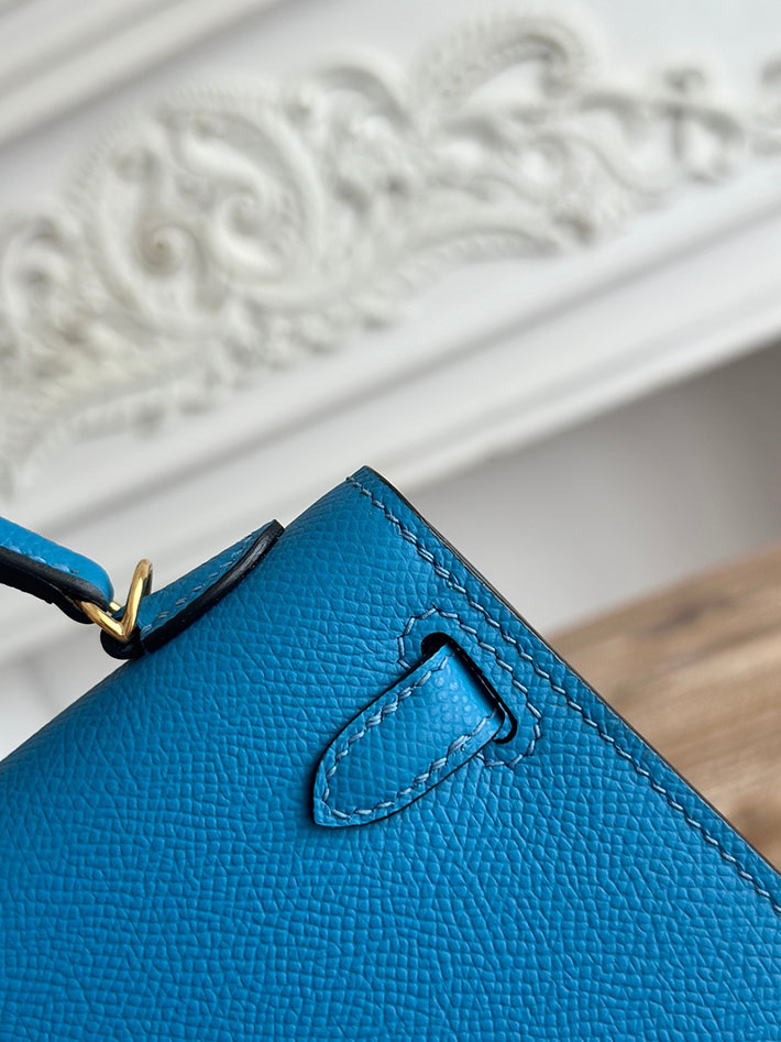 エルメス ミニバッグの定価 HERMES ケリーミニ2 ブルーザンジバル ヴォーエプソン ゴールド金具 H073663CCB3 エルメス ミニケリー2 - 画像 (5)