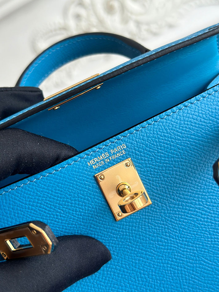 エルメス ミニバッグの定価 HERMES ケリーミニ2 ブルーザンジバル ヴォーエプソン ゴールド金具 H073663CCB3 エルメス ミニケリー2 - 画像 (3)